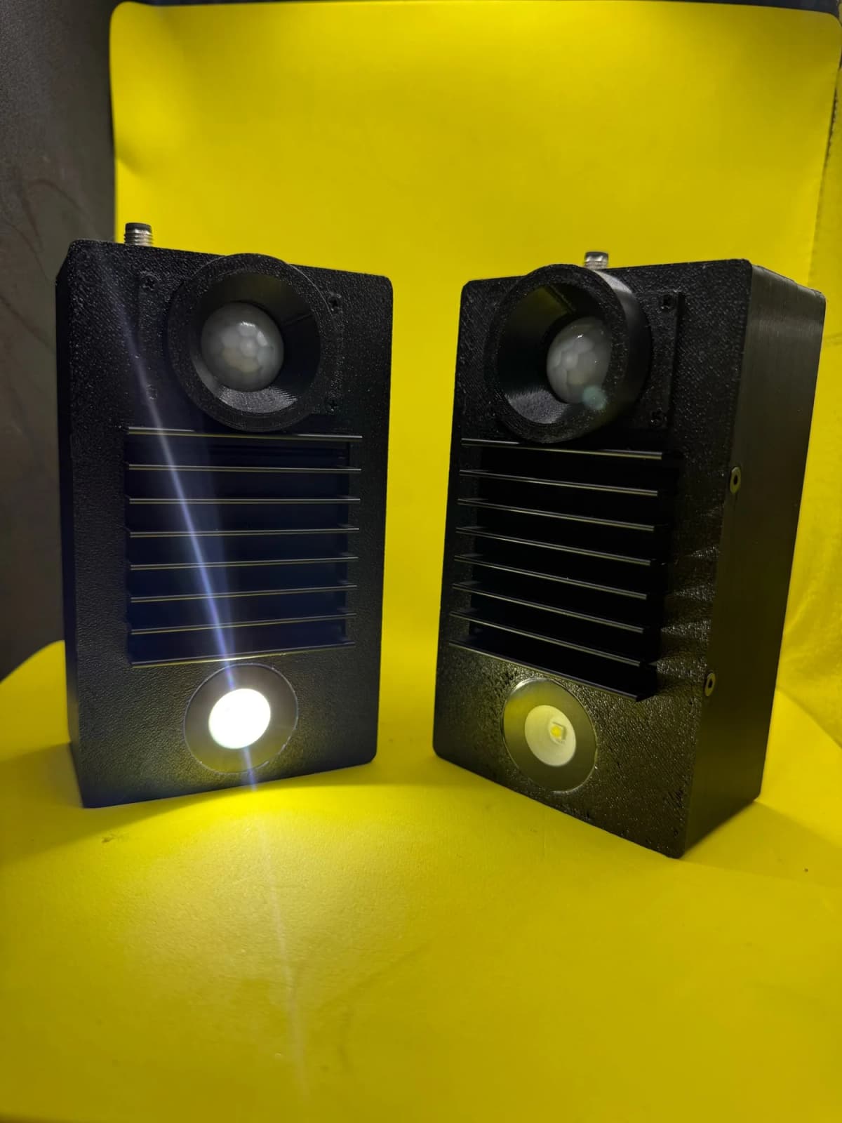 Due dispositivi BioGuardian con il LED strobo acceso